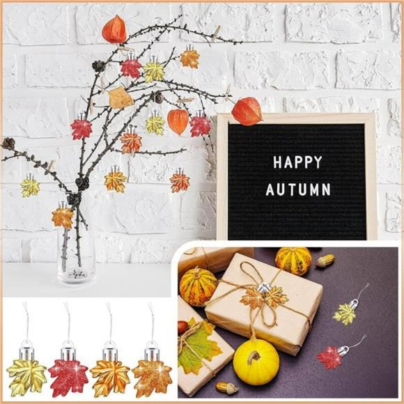 36 Pcs Fall Ornament Thanksgiving Small Tree Maple Leaf Hanging Ornament - Picture 5 of 6